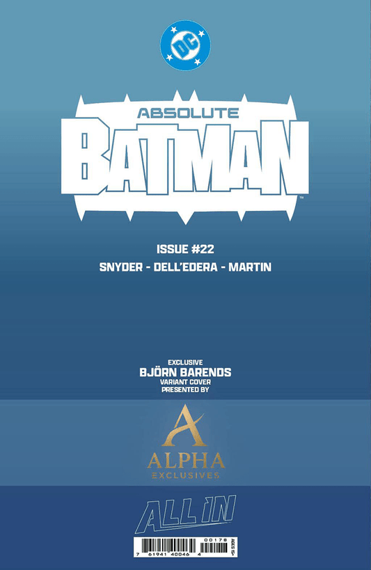 ABSOLUTE BATMAN 22 BJORN BARENDS EXCLUSIVE VIRGIN VAR (07/08/2026) - FURYCOMIX