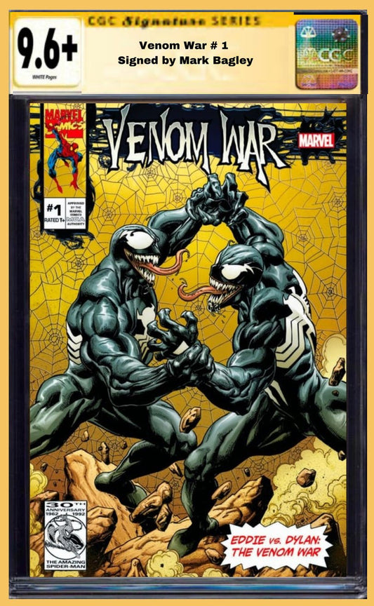 VENOM WAR # 1 TRADE DRESS EXCLUSIVE SIGNED BY MARK BAGLEY CGC 9.6 - FURYCOMIX
