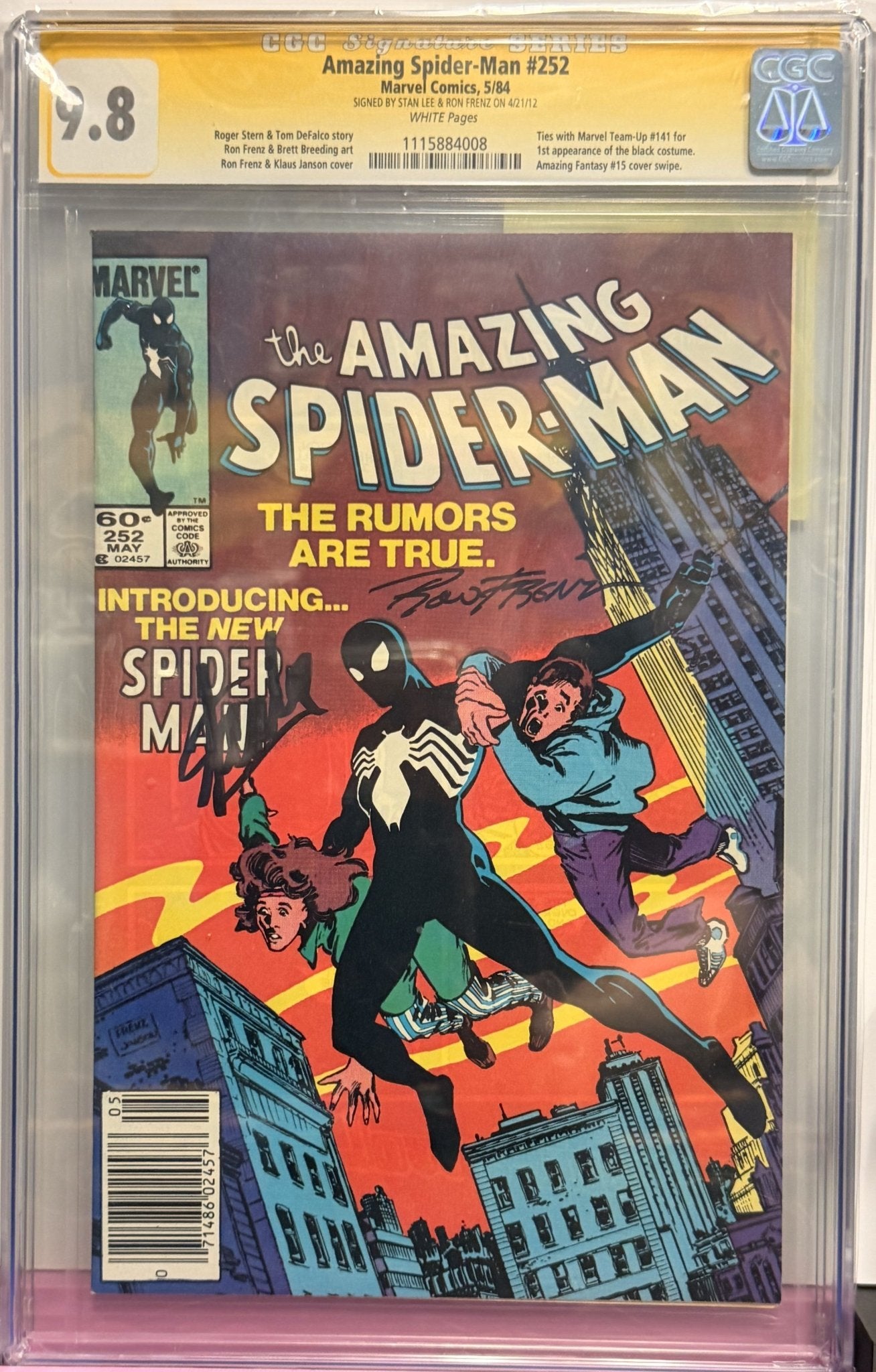 9.8 Amazing Spider-Man 252 Signed by Stan Lee Newsstand Edition 5/84 - FURYCOMIX