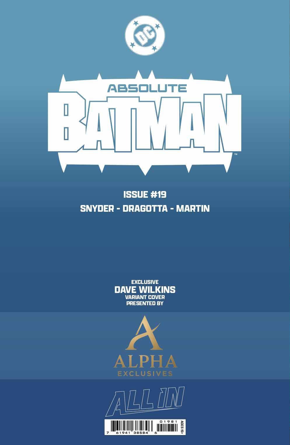 Absolute Batman #19 DAVE WILKINS MegaCon Exclusive Trade Dress - FURYCOMIX