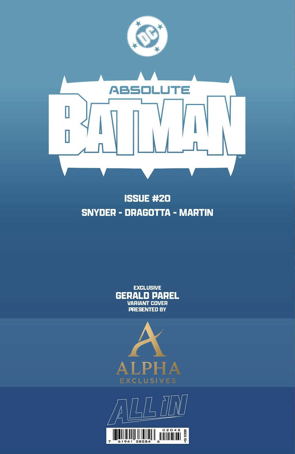Absolute Batman #20 GERALD PAREL Exclusive Trade Dress Variant - FURYCOMIX
