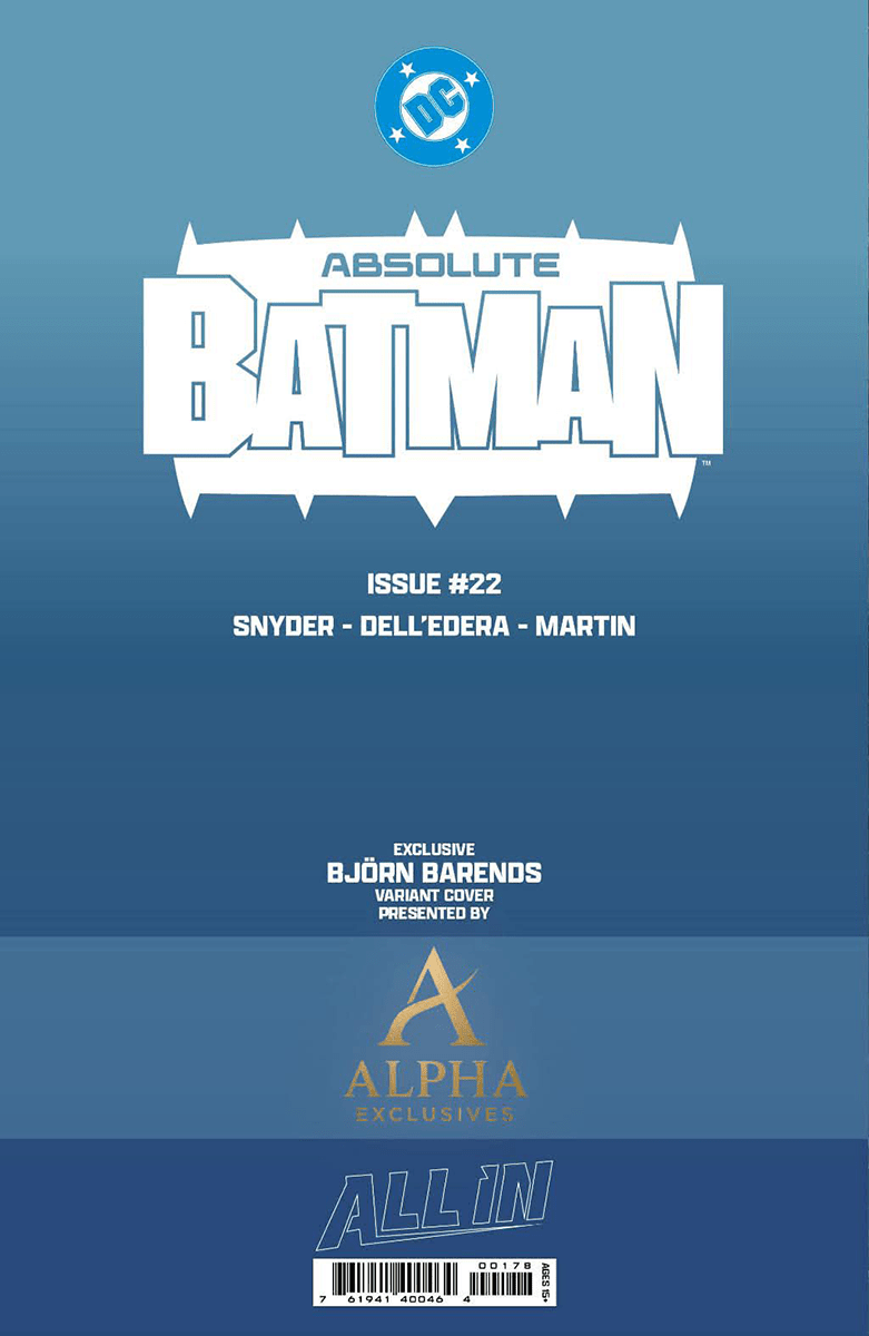 ABSOLUTE BATMAN 22 BJORN BARENDS EXCLUSIVE VAR (07/08/2026) - FURYCOMIX