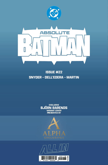 ABSOLUTE BATMAN 22 BJORN BARENDS EXCLUSIVE VAR (07/08/2026) - FURYCOMIX