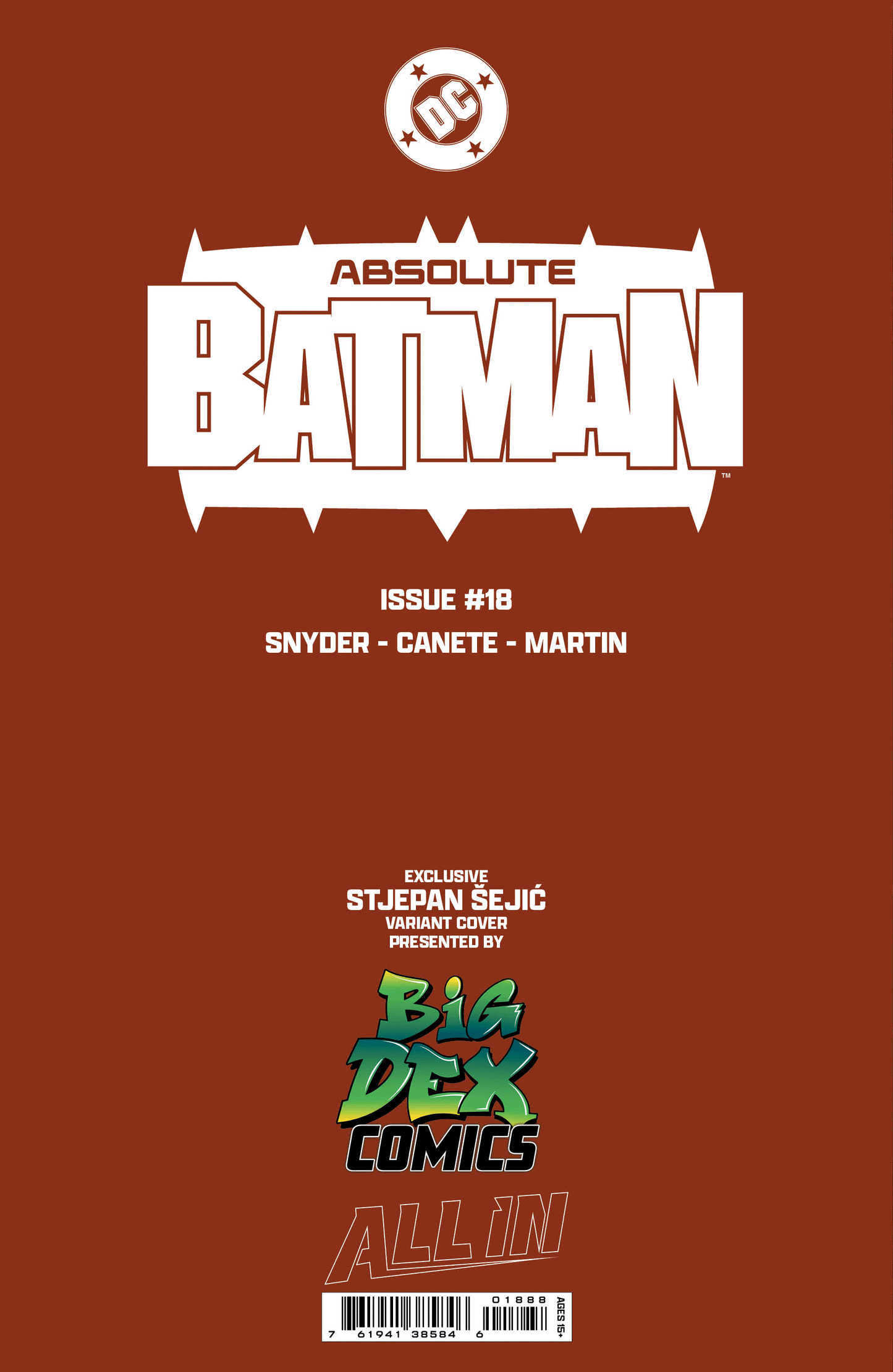 Absolute Batman #18 STJEPAN SEJIC Trade/Virgin/Foil Set
