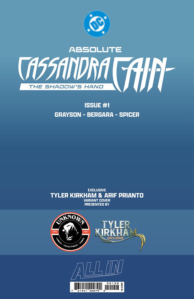 [FOIL] ABSOLUTE CASSANDRA CAIN THE SHADOW'S HAND 1 (ONE SHOT) TYLER KIRKHAM BATTLE DAMAGED EXCLUSIVE VIRGIN VAR (09/09/2026) (09/16/2026) - FURYCOMIX