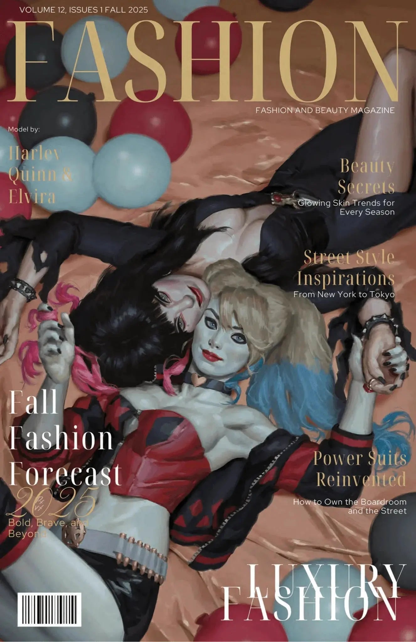 Harley Quinn X Elvira 1 - ECC Exclusive PXVX Fashion Magazine Variant - FURYCOMIX
