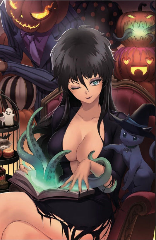 HARLEY QUINN X ELVIRA 2, RACHTA LIN VARIANT COVER B (CONNECTING COVER) - FURYCOMIX