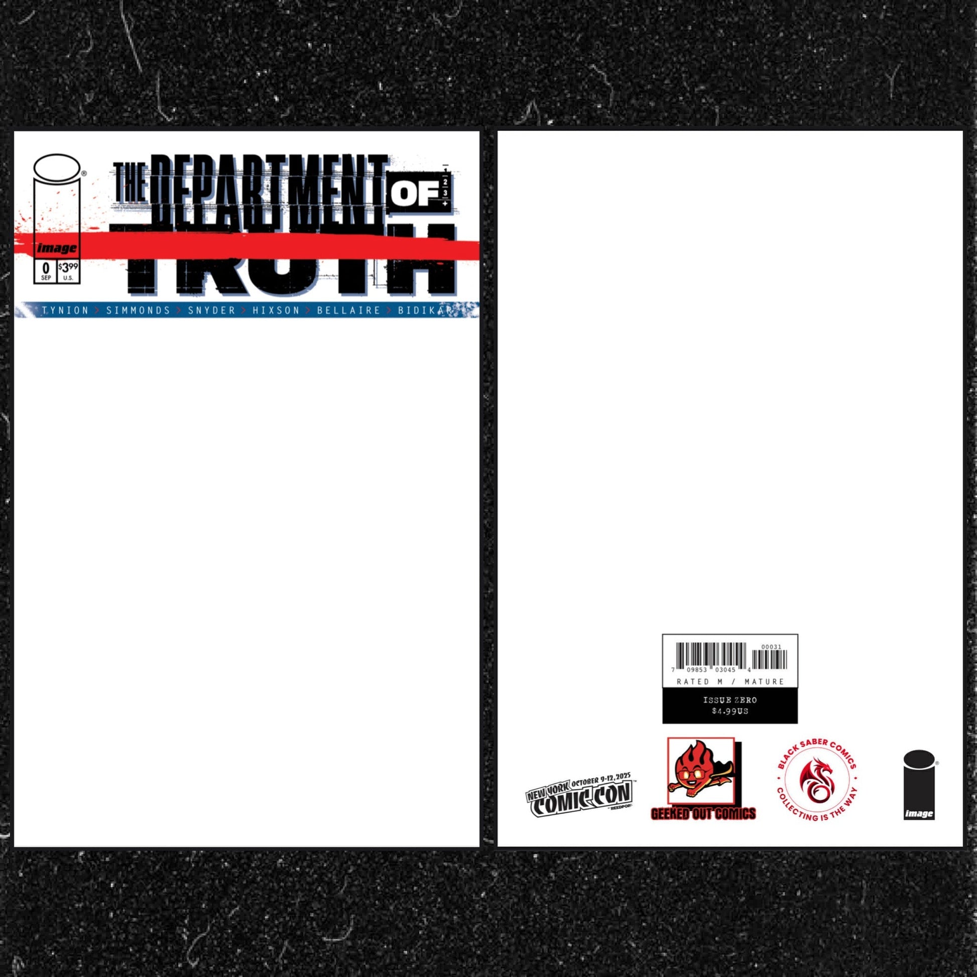Image: Department Of Truth 0 Black Saber Comics NYCC Exclusive Ltd 400 Blank/ Sketch - FURYCOMIX