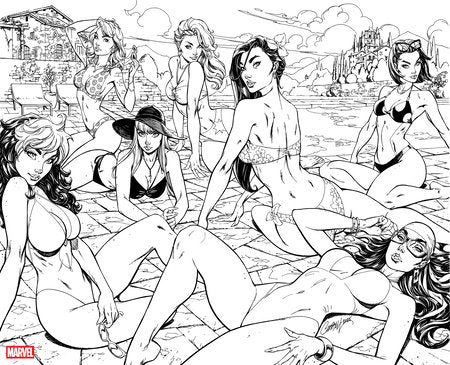 MARVEL SWIMSUIT SPECIAL: FRIENDS, FOES & RIVALS 1 J. SCOTT CAMPBELL RATIO VIRGIN 2ND PRINTING VARIANT[1:25] - FURYCOMIX