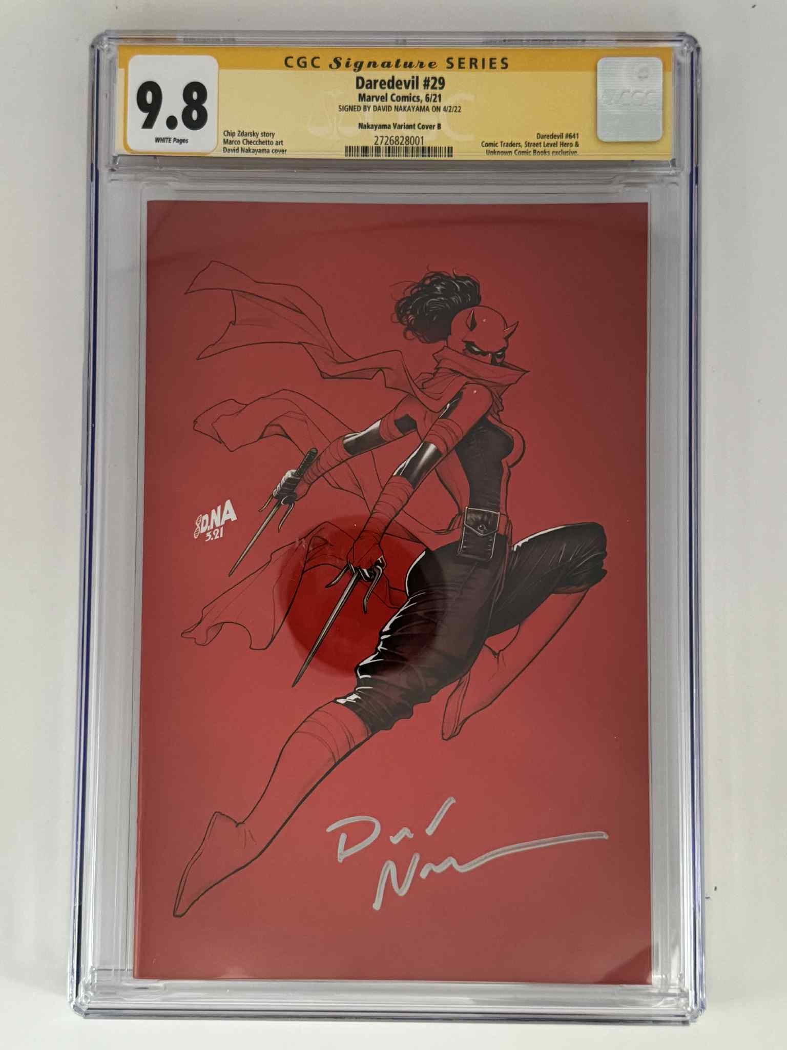 [Signed by David Nakayama] Daredevil 29 CGC 9.8 Yellow Label Exclusive Virgin Color Bleed Var - FURYCOMIX