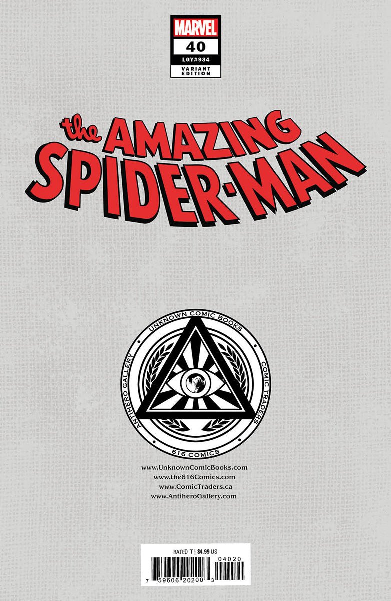 [Signed by Nathan Szerdy] AMAZING SPIDER - MAN 40 [GW] UNKNOWN COMICS NATHAN SZERDY EXCLUSIVE VIRGIN VAR [IN STOCK] - FURYCOMIX