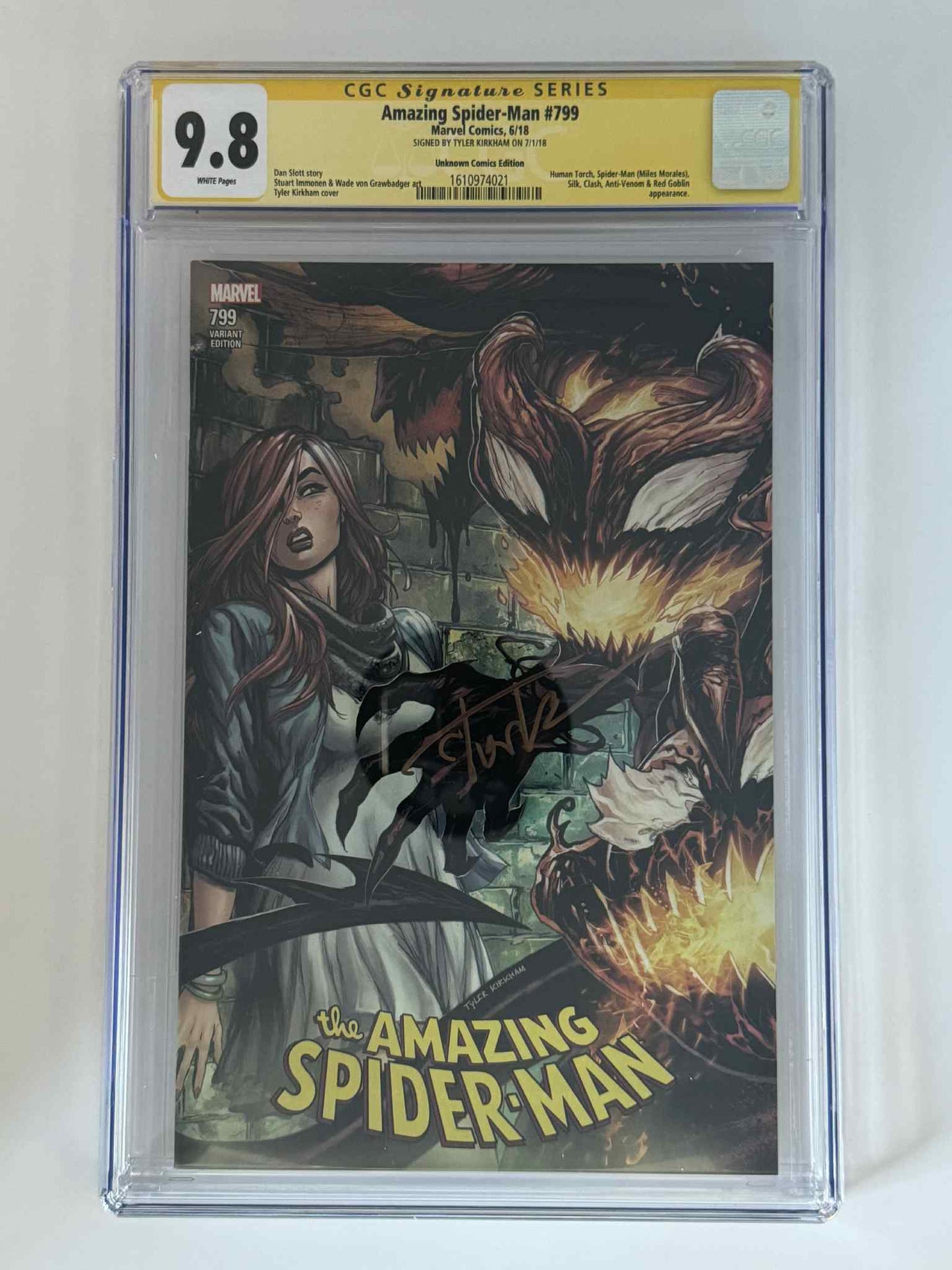 [Signed by Tyler Kirkham] Amazing Spider - Man 799 CGC 9.8 Yellow Label Exclusive Var - FURYCOMIX