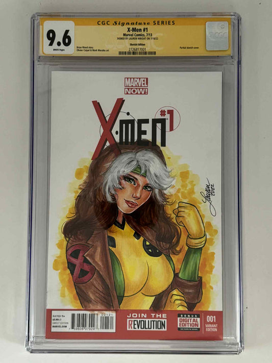 [Signed & Sketch by Lauren Wright] X - Men 1 CGC 9.6 Yellow Label Exclusive Sketch Var - FURYCOMIX