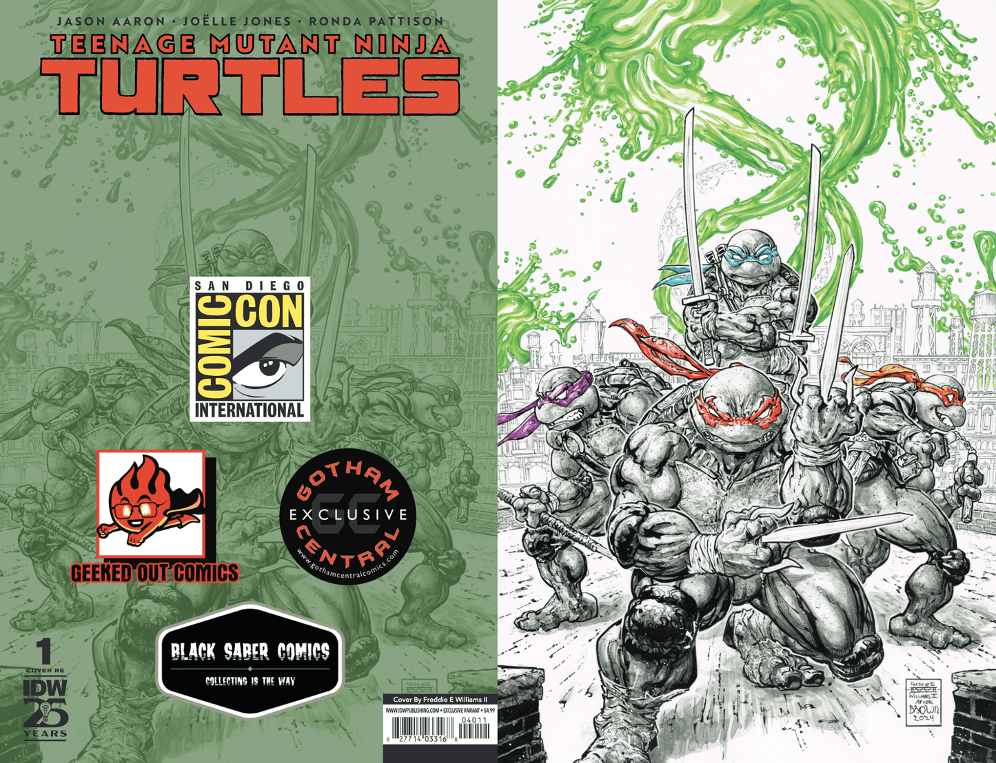 Teenage Mutant Ninja Turtles (2024) 1 Variant Freddie Williams ltd to 600 SDCC Black Saber Comics Exclusive - FURYCOMIX