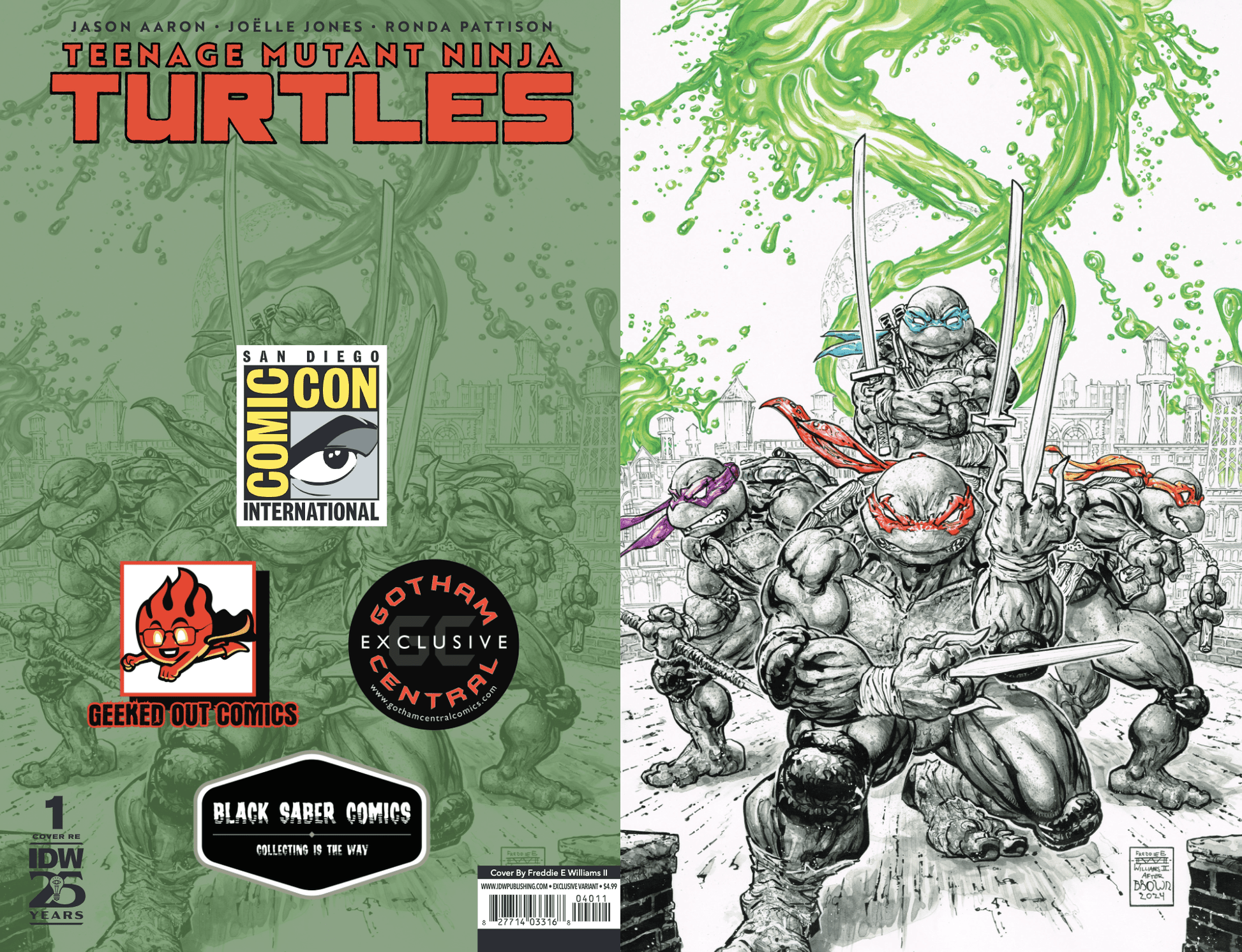 Teenage Mutant Ninja Turtles (2024) 1 Variant Freddie Williams ltd to 600 SDCC Black Saber Comics Exclusive - FURYCOMIX