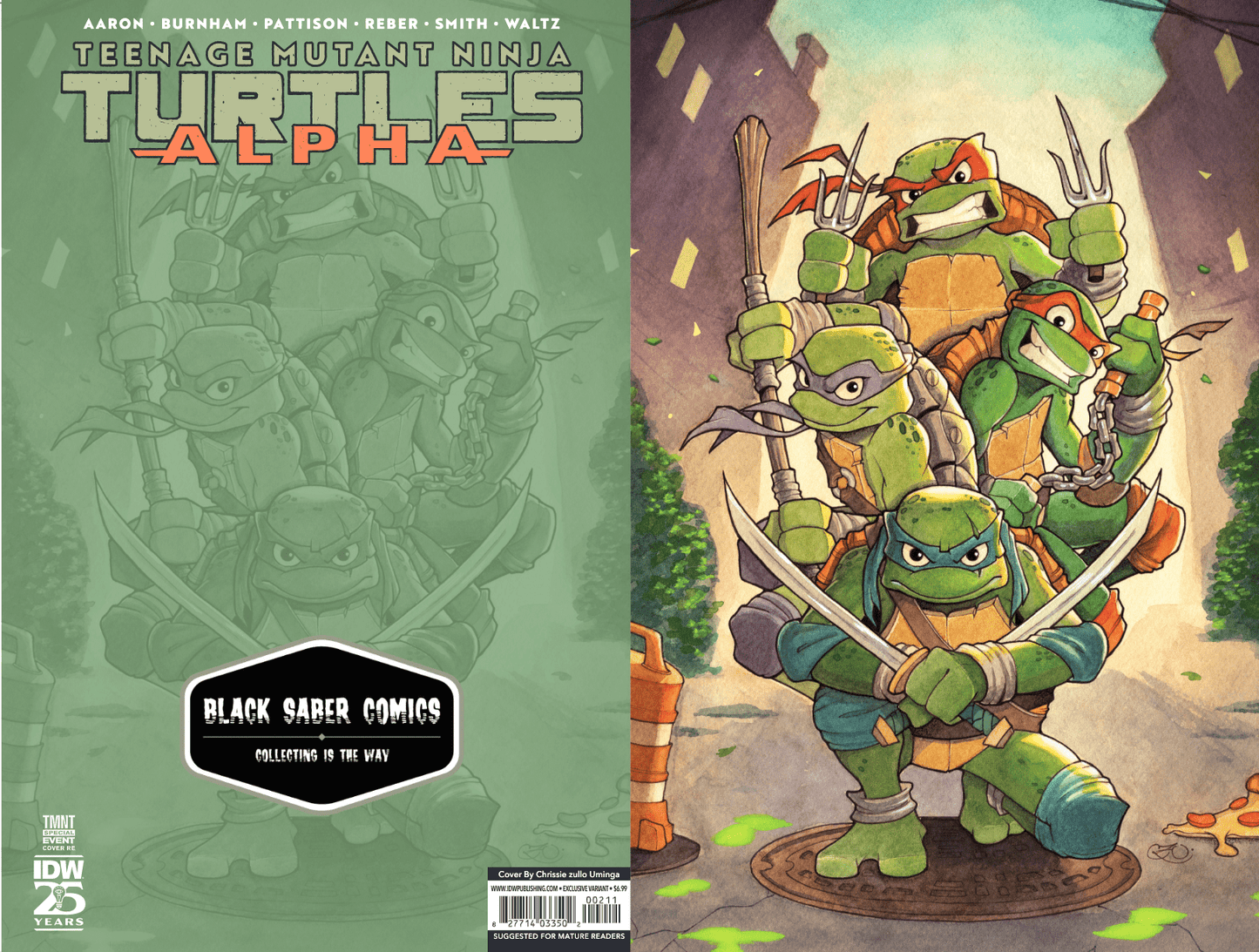 Teenage Mutant Ninja Turtles: Alpha Variant RI Black Saber Comics Chrissie Zullo Uminga ltd 500 - FURYCOMIX