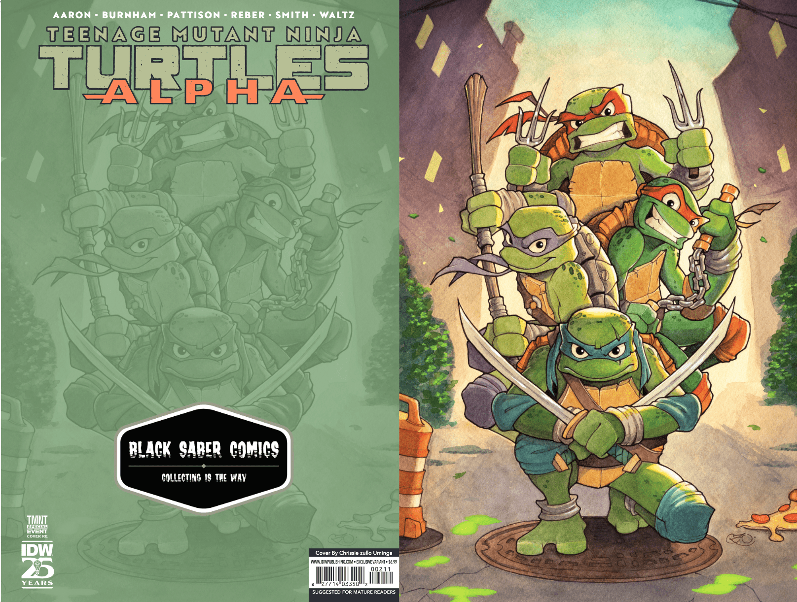 Teenage Mutant Ninja Turtles: Alpha Variant RI Black Saber Comics Chrissie Zullo Uminga ltd 500 - FURYCOMIX