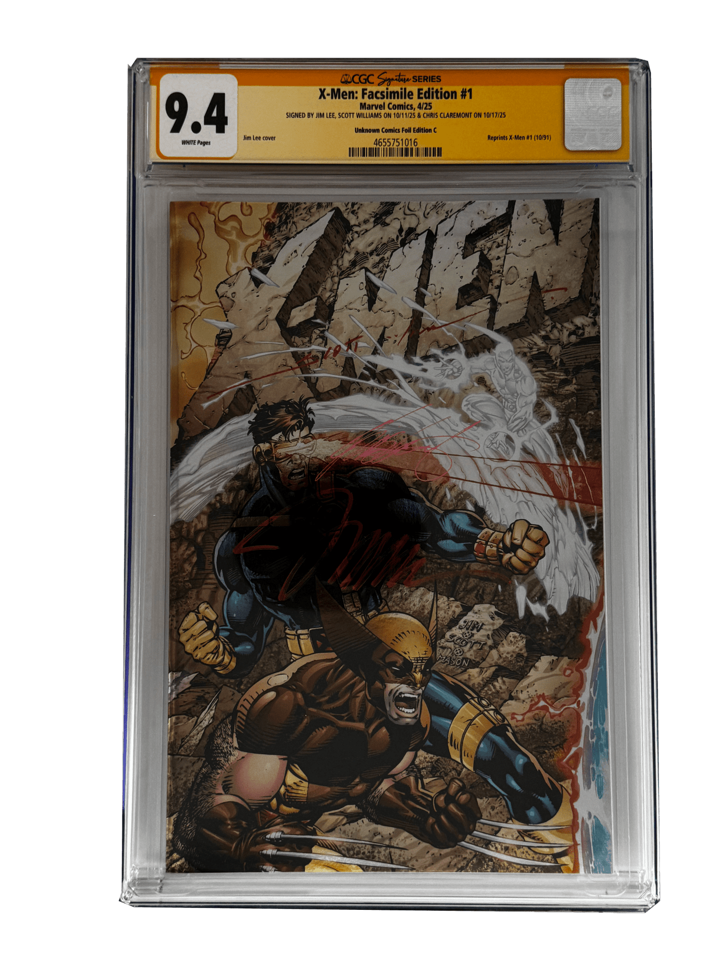 [TRIPLE SIGNED CGC YELLOW LABEL 4 PACK FOIL] X - Men 1991 1 Facsimile Jim Lee | Claremont | Williams Cover Var [Set 1] - FURYCOMIX
