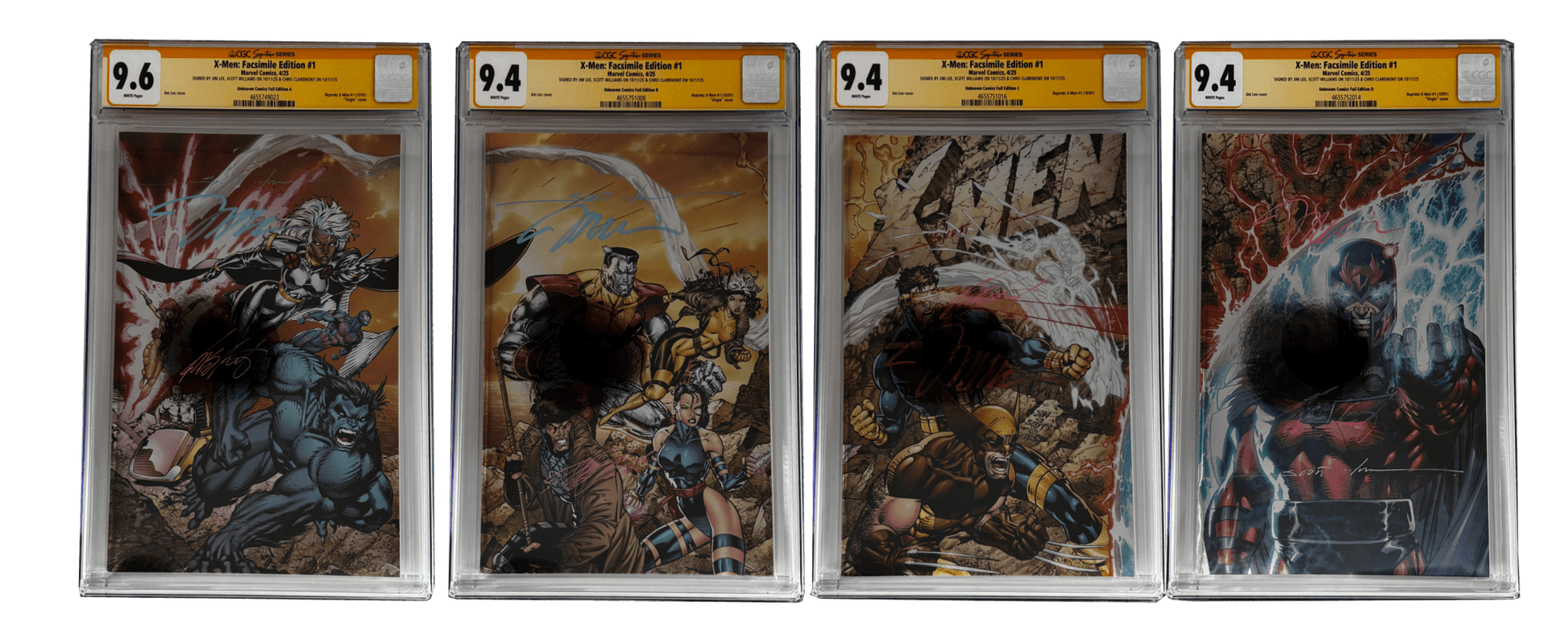 [TRIPLE SIGNED CGC YELLOW LABEL 4 PACK FOIL] X - Men 1991 1 Facsimile Jim Lee | Claremont | Williams Cover Var [Set 1] - FURYCOMIX