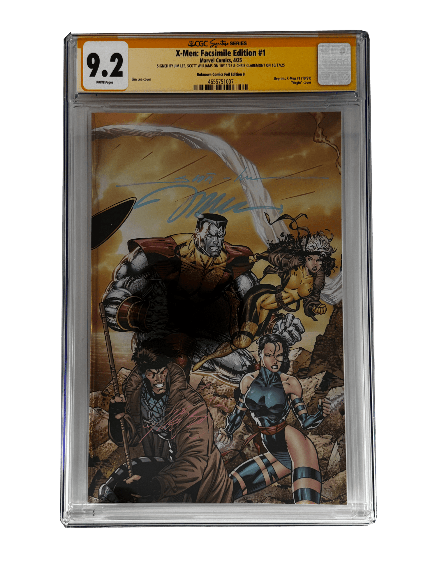 [TRIPLE SIGNED CGC YELLOW LABEL 4 PACK FOIL] X - Men 1991 1 Facsimile Jim Lee | Claremont | Williams Cover Var [Set 4] - FURYCOMIX