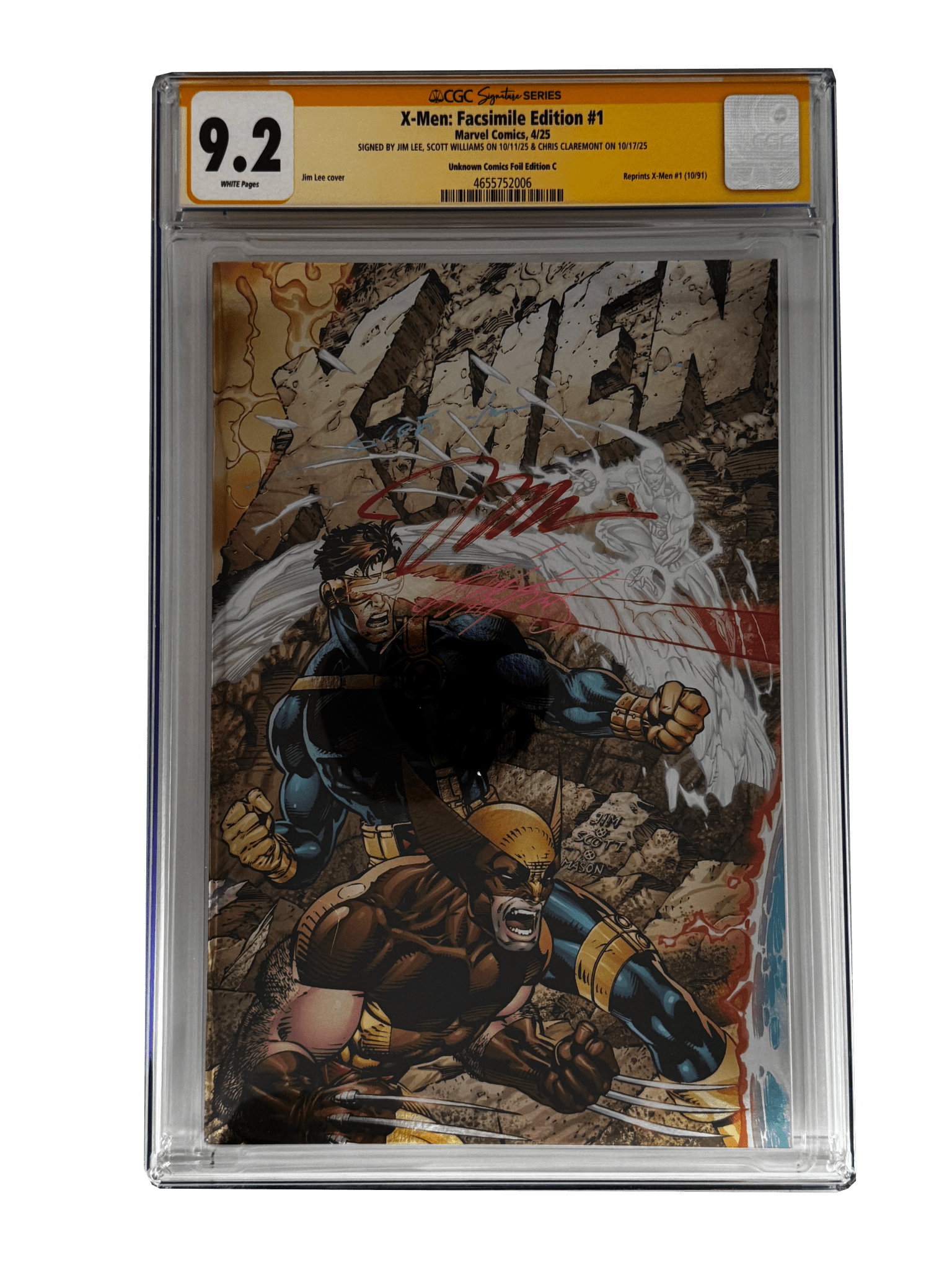 [TRIPLE SIGNED CGC YELLOW LABEL 4 PACK FOIL] X - Men 1991 1 Facsimile Jim Lee | Claremont | Williams Cover Var [Set 4] - FURYCOMIX