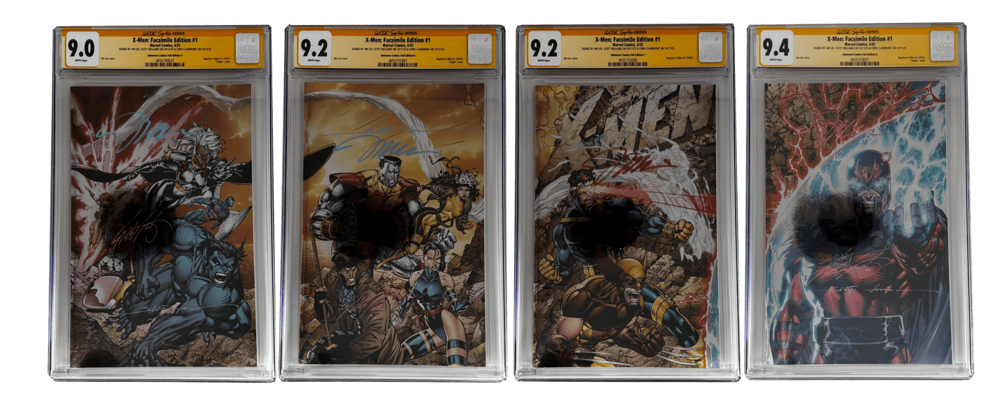 [TRIPLE SIGNED CGC YELLOW LABEL 4 PACK FOIL] X - Men 1991 1 Facsimile Jim Lee | Claremont | Williams Cover Var [Set 4] - FURYCOMIX