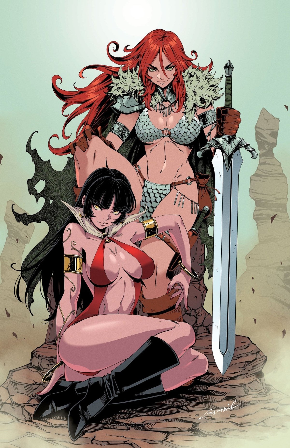 Vampirella vs. Red Sonja: Red City #1 Big Dex Exclusive SILVER Virgin Variant - FURYCOMIX