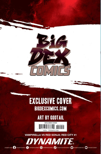 Vampirella vs. Red Sonja: Red City #1 GODTAIL Big Dex Exclusive BLUE Virgin Variant - FURYCOMIX