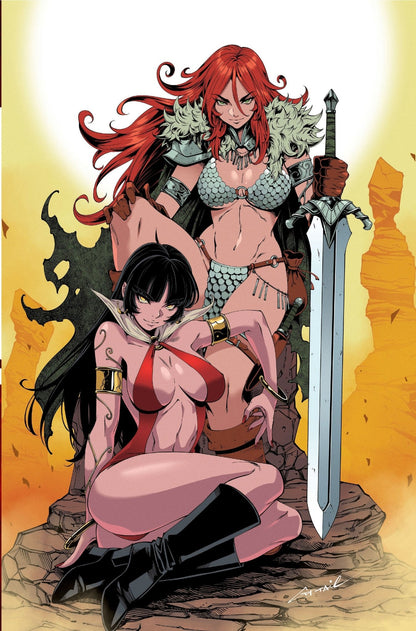 Vampirella vs. Red Sonja: Red City #1 GODTAIL Big Dex Exclusive YELLOW Virgin Variant - FURYCOMIX